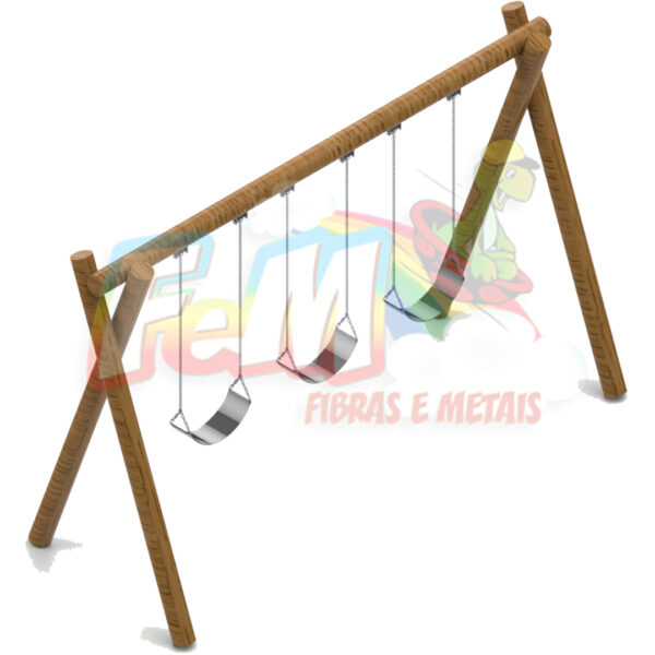 Balanço em Eucalipto Tratado - 3 Lugar - Fibras e Metais